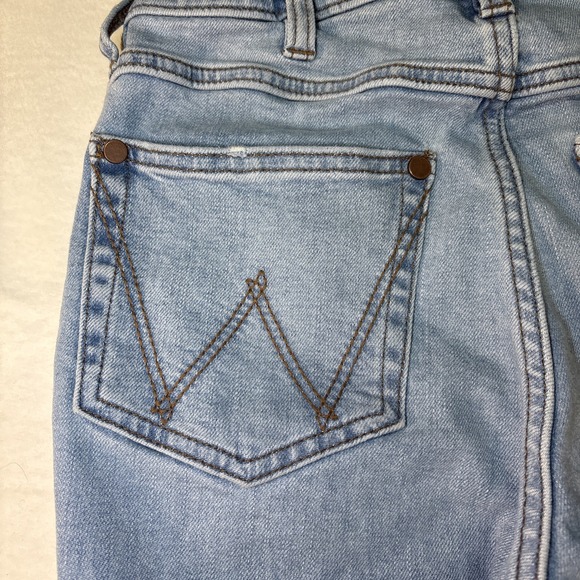 Wrangler Wanderer High Rise Flare Jeans 27x36 Light Wash Boho Retro 1011MPFK1 - Picture 13 of 14